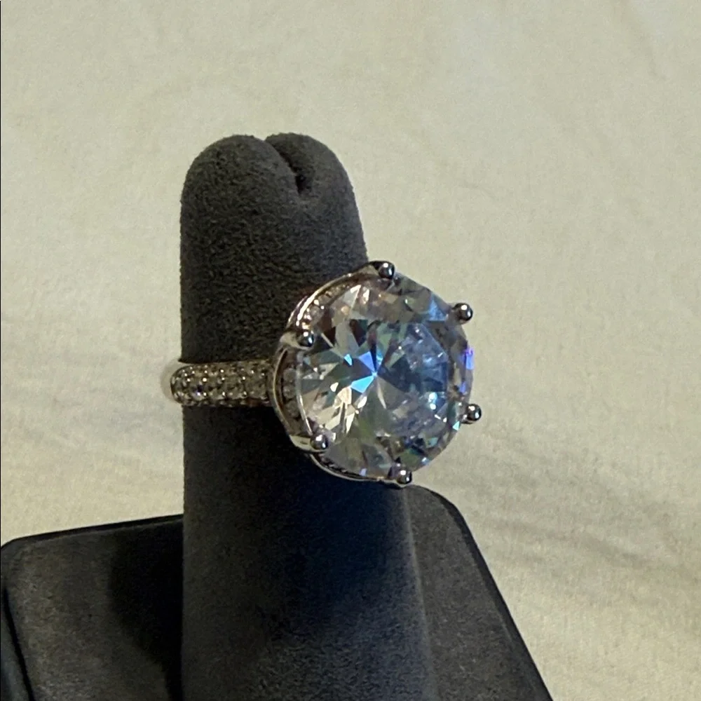 Sterling Silver Large Brilliant Cut CZ Cocktail Ring